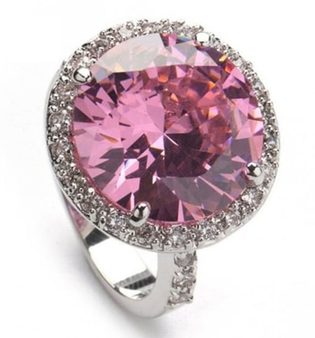 خاتم نسائي مطلي بالفضة ومزين بالزركون الكوبي مقاس 8 أمريكي