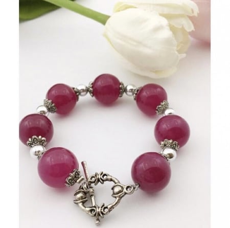 اسوره فنتج خرز عنابي مع تعليعات فضه