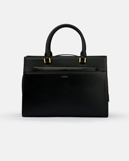 شنطة نسائية بحجم متوسط من الجلد بلون أسود