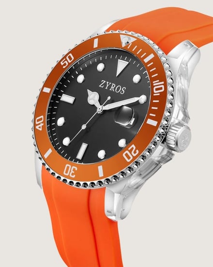 ساعة رجالية من الربل بلون أورنج.