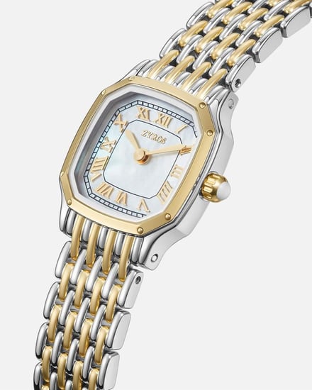 ساعة دقة النسائية باللون الذهبي والفضي