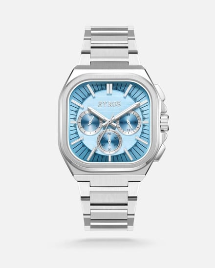 ساعة أركان الرجالية بميناء مربع بلون فضي