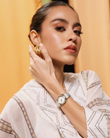 ساعة وقت النسائية ستيل باللون الذهبي والفضي