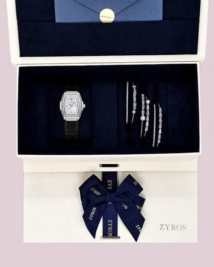 طقم نسائي أساور وساعة جلد بلون أسود