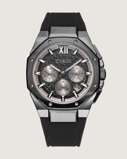 ساعة حِين الرجالية بسير ربل باللون الأسود