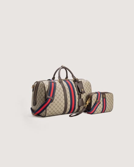 ‎ طقم شنطتين تناسب الجنسين من الجلد بلون بني