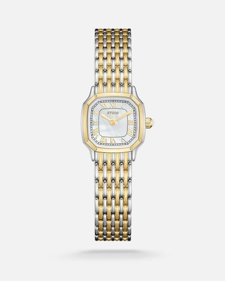 ساعة دقة النسائية باللون الذهبي والفضي