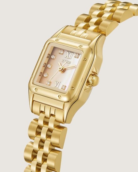 هدية نسائية شنطة وساعة ستيل ذهبي