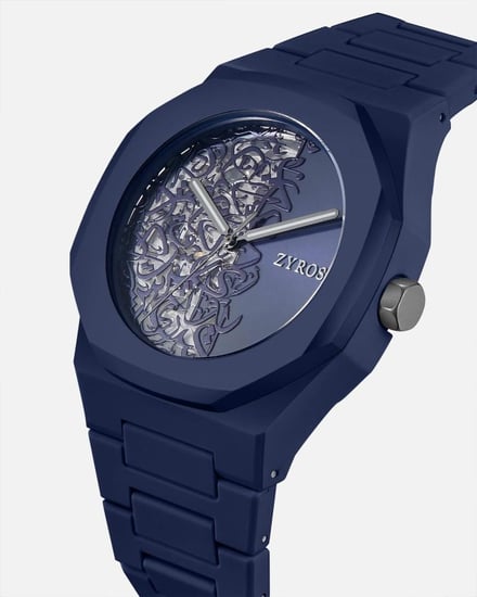 ساعة رجالية اتوماتيك بسير بولي كاربون بلون أزرق