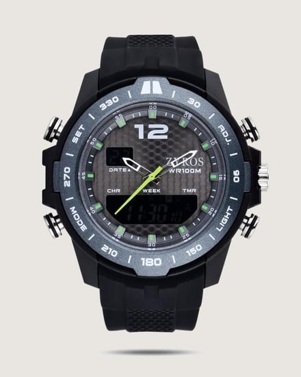 ساعة رجالية بسير من الربل بلون أسود