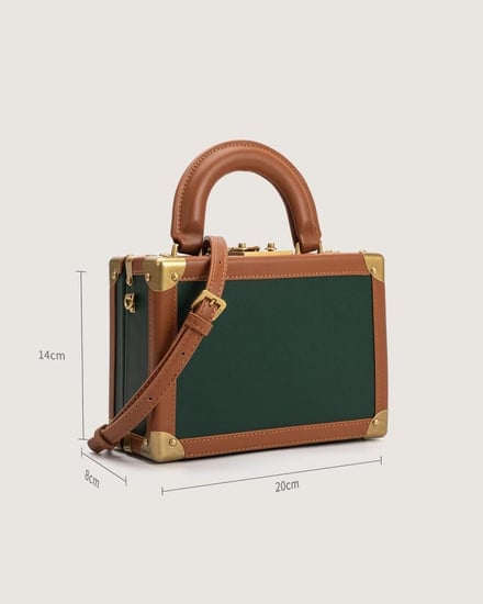 شنطة مُرجان النسائية من الجلد بلون بني و أخضر