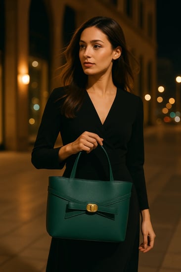 شنطة نسائية بحجم مثالي بلون أخضر