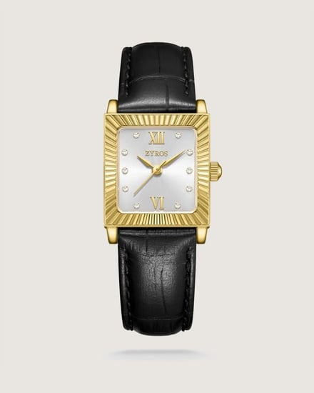 ساعة نسائية تعبر عن الأصالة بسير جلد بلون أسود