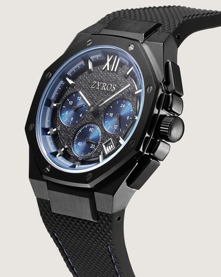 ساعة حِين الرجالية بسير ربل باللون الأسود