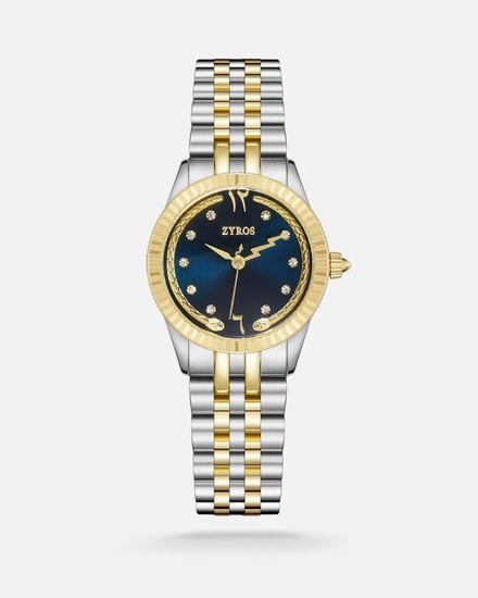 ساعة غزال النسائية ستيل فاخرة بلون ذهبي وفضي