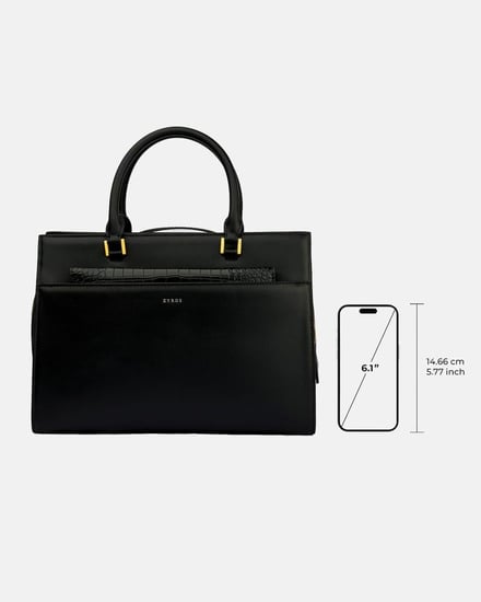 شنطة نسائية بحجم متوسط من الجلد بلون أسود