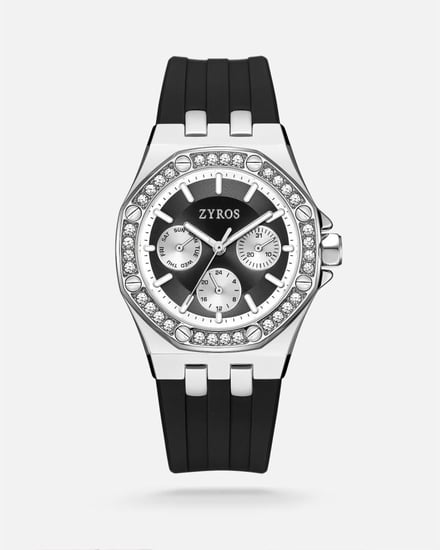 ساعة نسائية بسير ربل بلون أسود