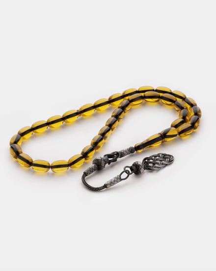 سبحة من حجر البكلايت باللون الأصفر