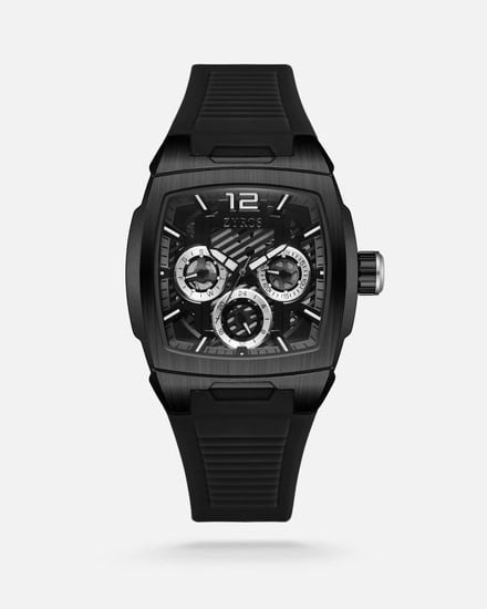 ساعة توازن الرجالية بسير من الربل بلون أسود