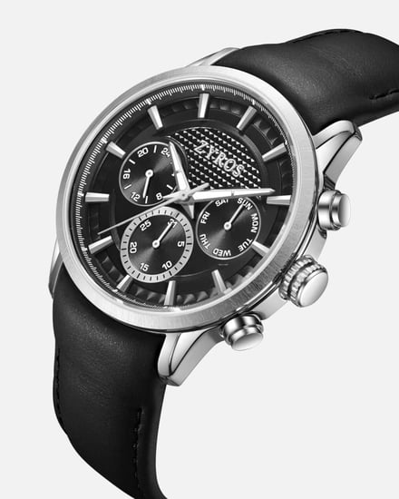 ساعة عِز رجالية بتصميم فاخر بلون أسود