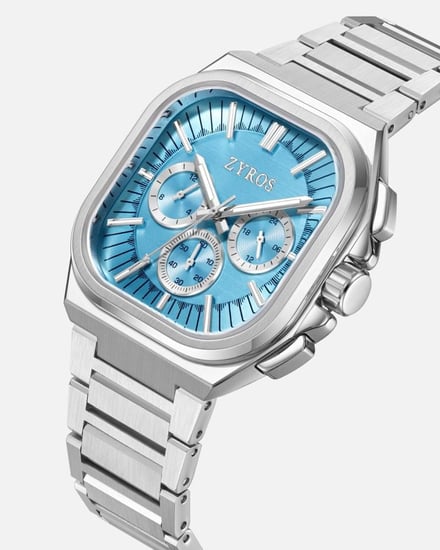 ساعة أركان الرجالية بميناء مربع بلون فضي