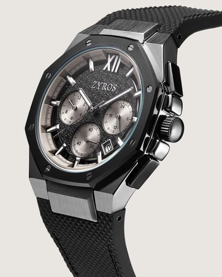 ساعة حِين الرجالية بسير ربل باللون الأسود