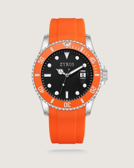 ساعة رجالية من الربل بلون أورنج.