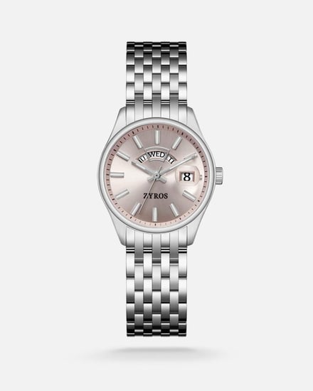 ساعة نسائية بسير ستيل باللون الفضي