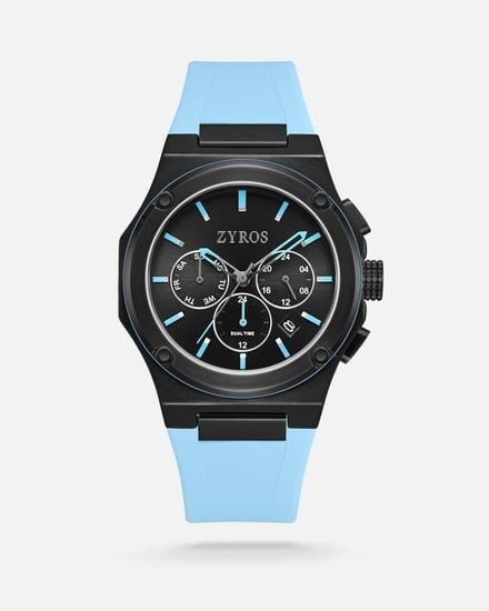 ساعة رجالية بسير ربل بلون أزرق