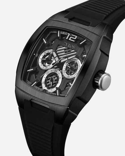 ساعة توازن الرجالية بسير من الربل بلون أسود