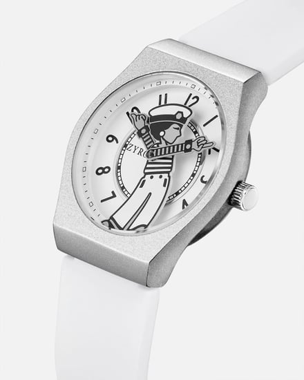 ساعة أطفال من الربل بلون أبيض