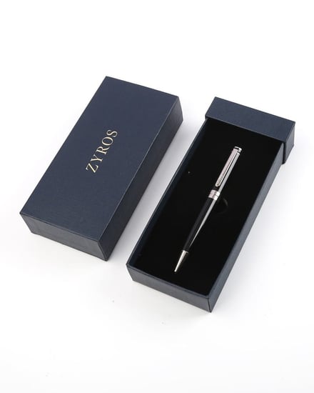 قلم رجالي كلاسيك بلون أسود وفضي