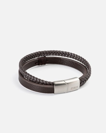 اسوارة رجالية بتصميم اسورتين بلون بني