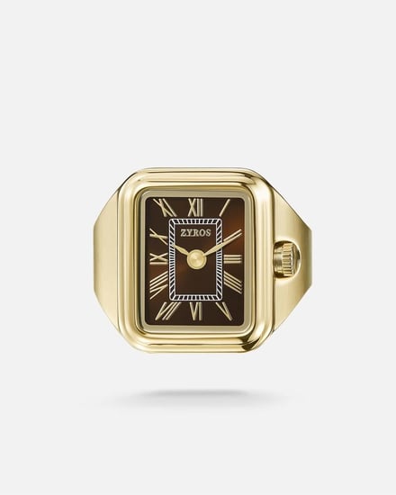 ساعة الخاتم بتصميم مبتكر بلون ذهبي