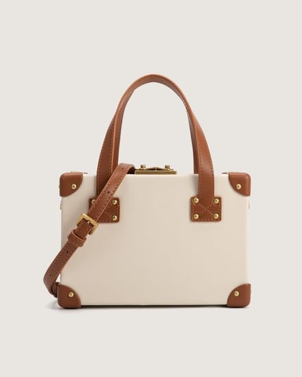 شنطة ياقوت النسائية من الجلد بلون بيج وبني