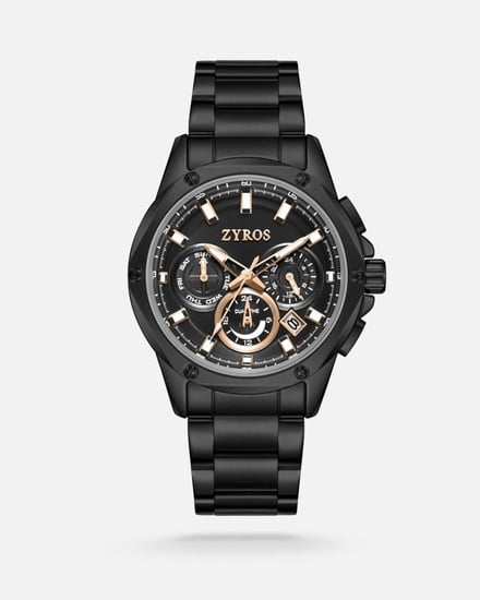 ساعة برق رجالية بسير من الستيل بلون أسود