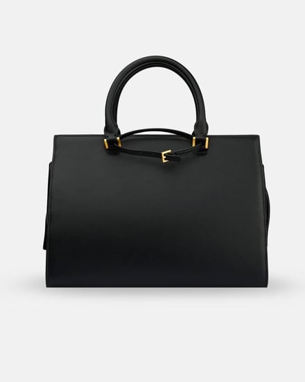 شنطة نسائية بحجم متوسط من الجلد بلون أسود