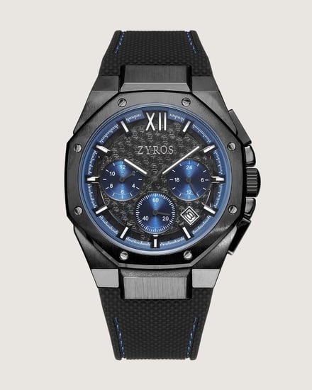 ساعة حِين الرجالية بسير ربل باللون الأسود