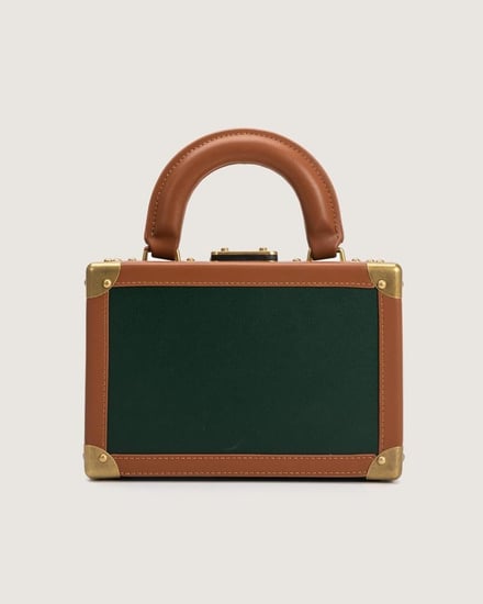 شنطة مُرجان النسائية من الجلد بلون بني و أخضر