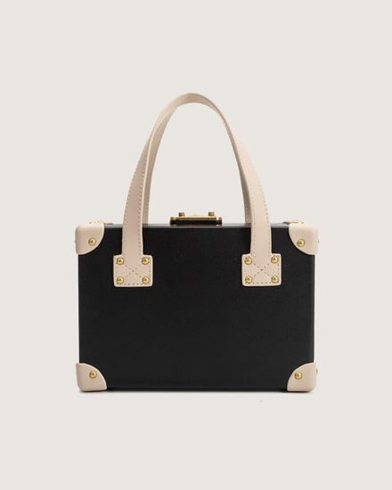 شنطة ياقوت النسائية من الجلد بلون أسود وبيج