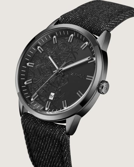 ساعة ديوان الرجالية بسير قماشي باللون الأسود