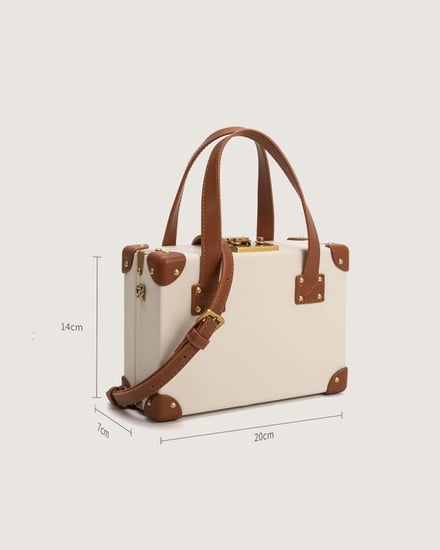 شنطة ياقوت النسائية من الجلد بلون بيج وبني