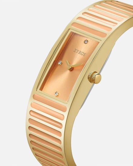 ساعة نسائية ستيل بلون ذهبي وأرونج