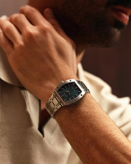 ساعة ستيل كرافت الرجالية بلون فضي