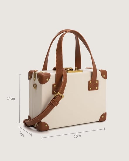 شنطة ياقوت النسائية من الجلد بلون بيج وبني