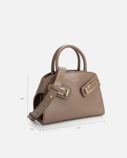 شنطة نسائية من الجلد الفاخر باللون البني الرملي