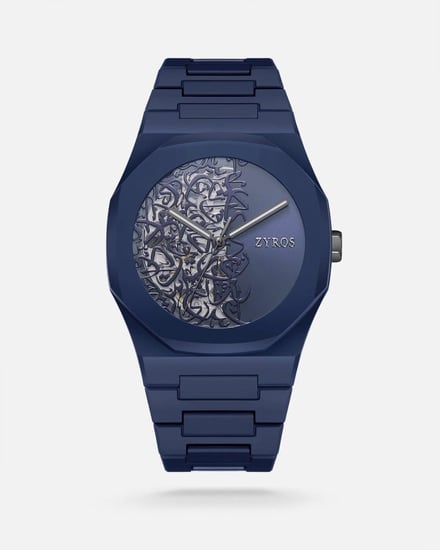 ساعة رجالية اتوماتيك بسير بولي كاربون بلون أزرق