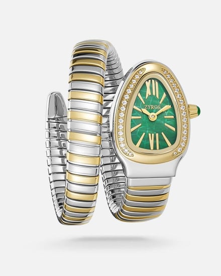 ساعة نسائية بسير من الستيل بلون ذهبي وفضي