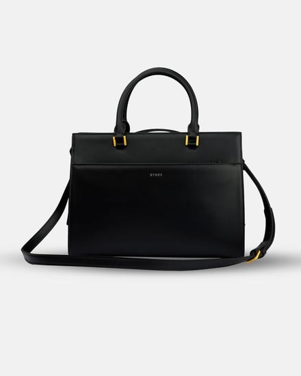 شنطة نسائية بحجم متوسط من الجلد بلون أسود