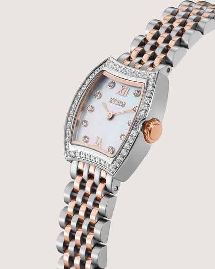 ساعة مِيزة النسائية ستيل بلون روز قولد وفضي